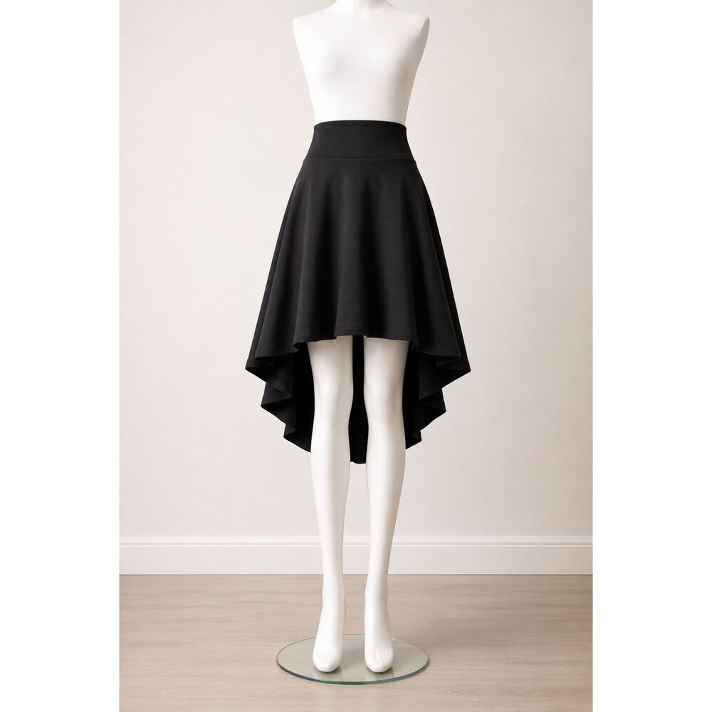 J & K Black High Low Flare Skirt Size Small NWOT Stretch Fit